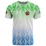 Sierra Leone T shirt - Tribal Chimpanzee Design and Green Blue Gradient Pattern