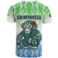 Sierra Leone T shirt - Tribal Chimpanzee Design and Green Blue Gradient Pattern