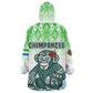 Sierra Leone Wearable Blanket Hoodie - Tribal Chimpanzee Design and Green Blue Gradient Pattern