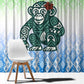 Sierra Leone Window Curtain - Tribal Chimpanzee Design and Green Blue Gradient Pattern