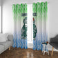 Sierra Leone Window Curtain - Tribal Chimpanzee Design and Green Blue Gradient Pattern