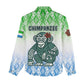 Sierra Leone Women Casual Shirt - Tribal Chimpanzee Design and Green Blue Gradient Pattern