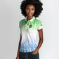 Sierra Leone Women Polo Shirt - Tribal Chimpanzee Design and Green Blue Gradient Pattern