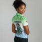 Sierra Leone Women Polo Shirt - Tribal Chimpanzee Design and Green Blue Gradient Pattern
