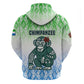 Sierra Leone Zip Hoodie - Tribal Chimpanzee Design and Green Blue Gradient Pattern