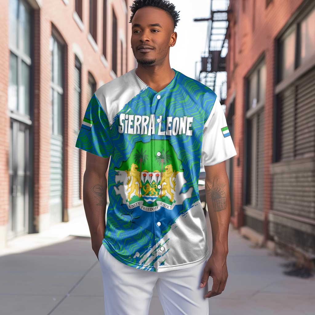Sierra Leone Crest Baseball Jersey with National Coat of Arms and Flag Colors