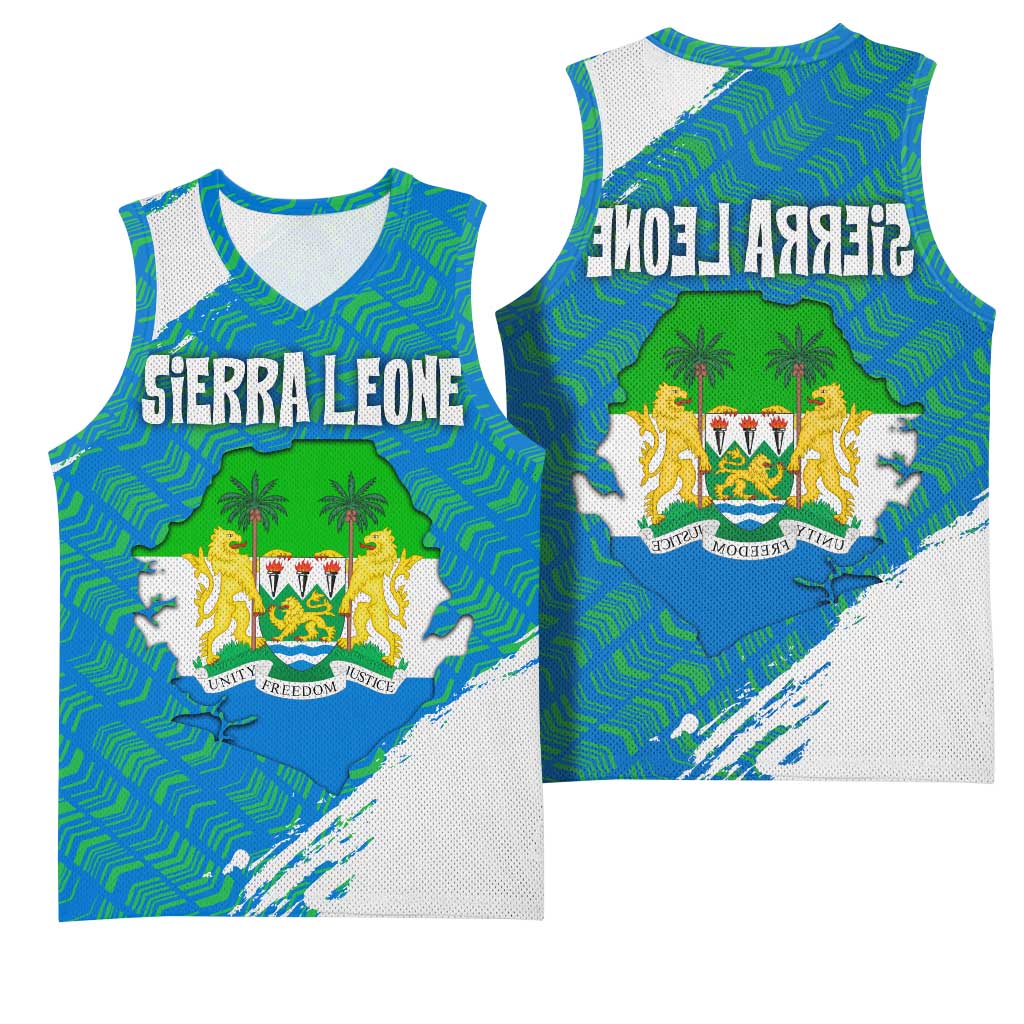 Sierra Leone Crest Basketball Jersey with National Coat of Arms and Flag Colors - African Pride