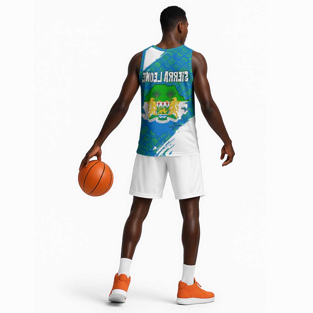 Sierra Leone Crest Basketball Jersey with National Coat of Arms and Flag Colors - African Pride