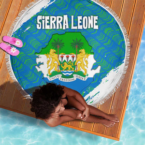 Sierra Leone Crest Beach Blanket with National Coat of Arms and Flag Colors