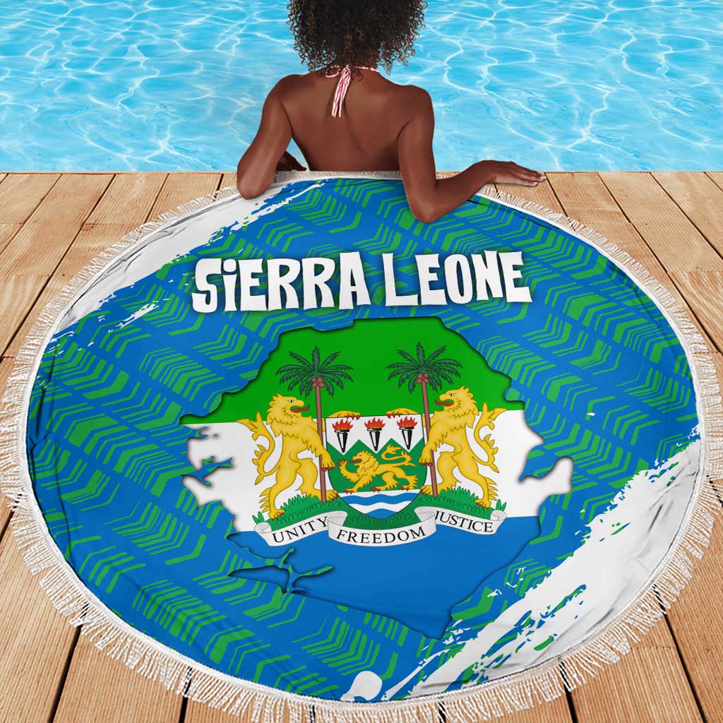 Sierra Leone Crest Beach Blanket with National Coat of Arms and Flag Colors