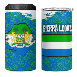 Sierra Leone Crest 4 in 1 Can Cooler Tumbler with National Coat of Arms and Flag Colors