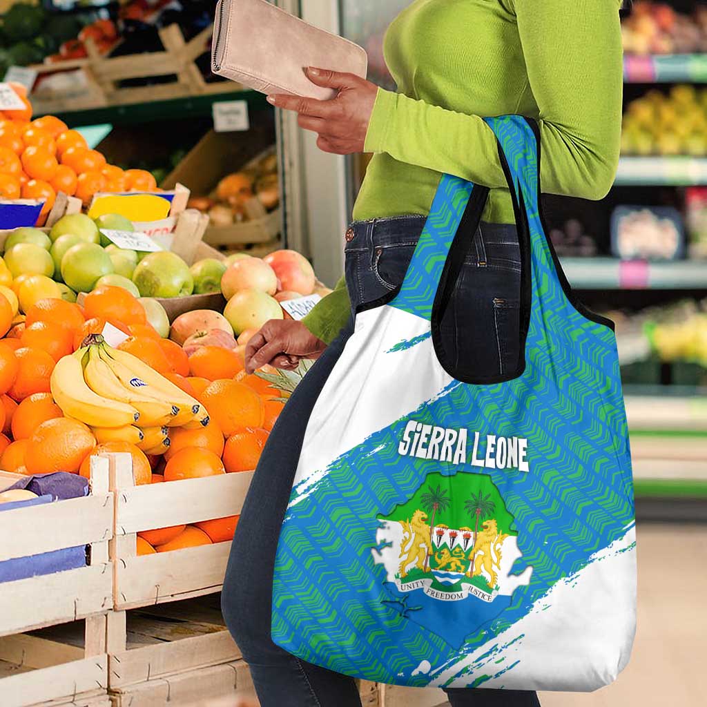 Sierra Leone Crest Grocery Bag with National Coat of Arms and Flag Colors