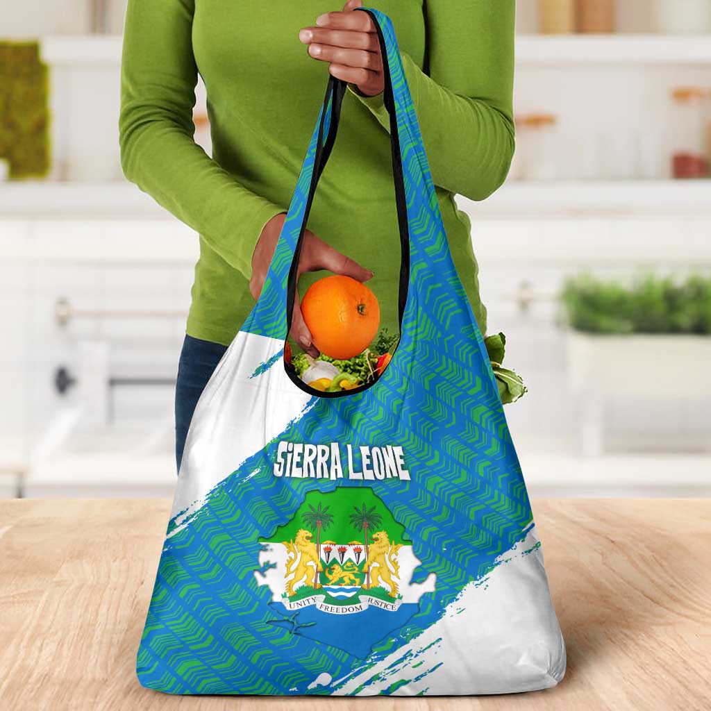 Sierra Leone Crest Grocery Bag with National Coat of Arms and Flag Colors