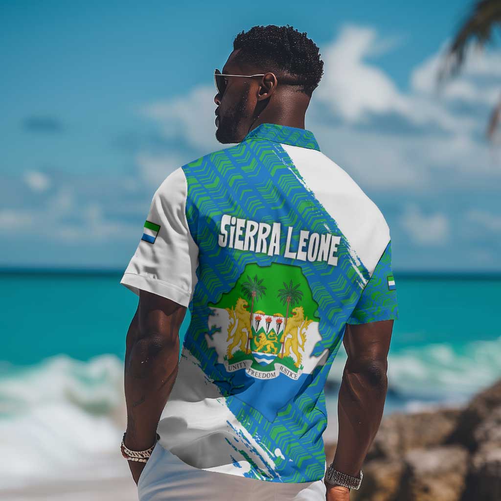 Sierra Leone Crest Hawaiian Shirt with National Coat of Arms and Flag Colors