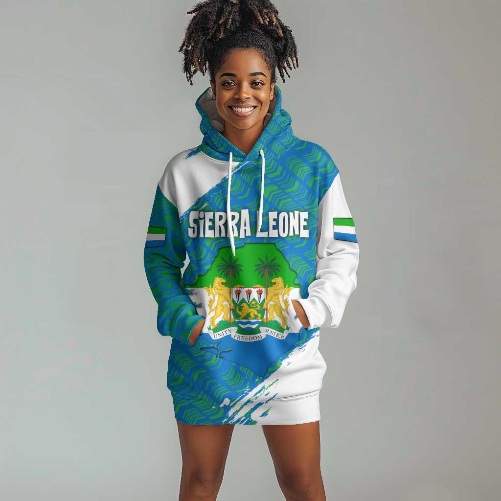 Sierra Leone Crest Hoodie Dress with National Coat of Arms and Flag Colors