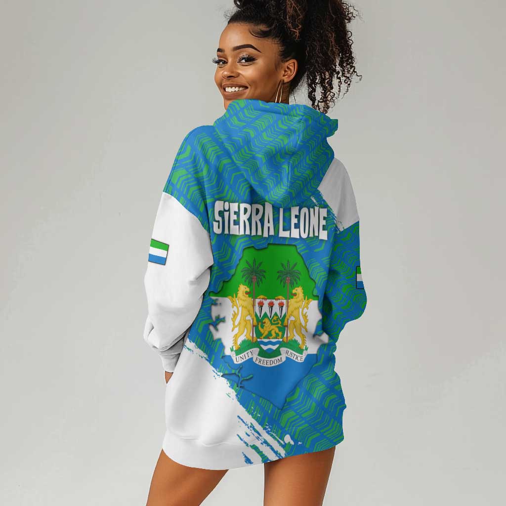Sierra Leone Crest Hoodie Dress with National Coat of Arms and Flag Colors