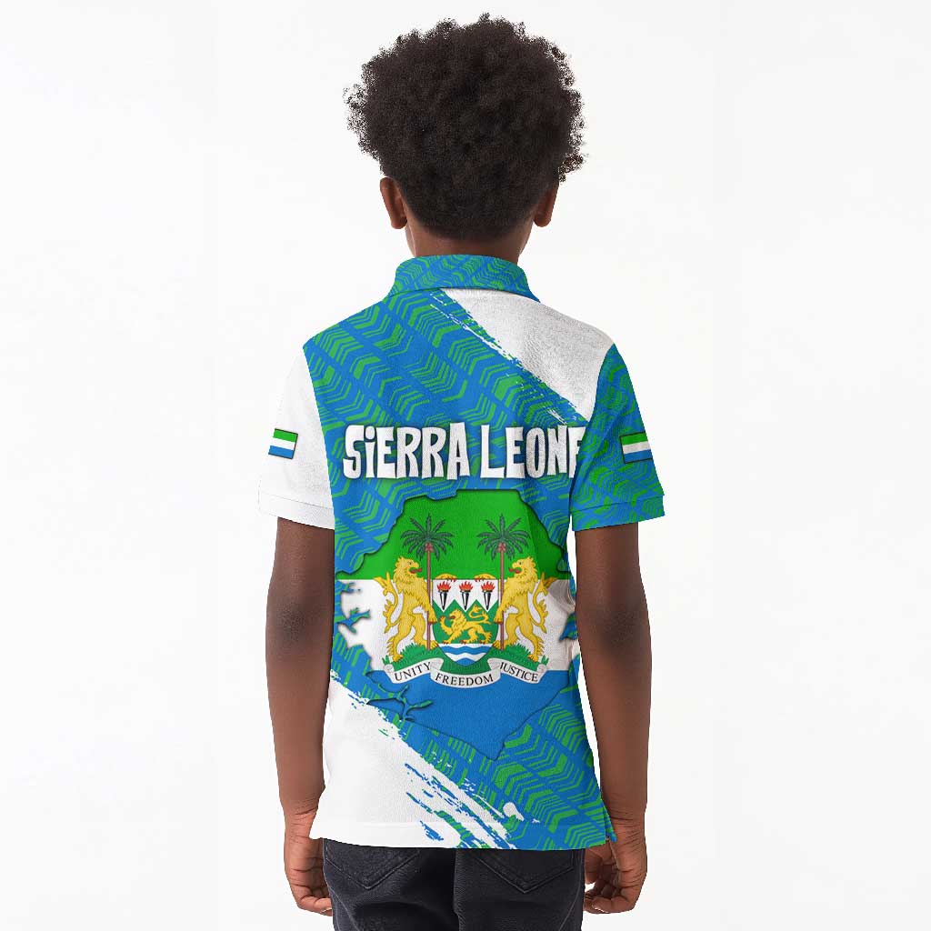 Sierra Leone Crest Kid Polo Shirt with National Coat of Arms and Flag Colors