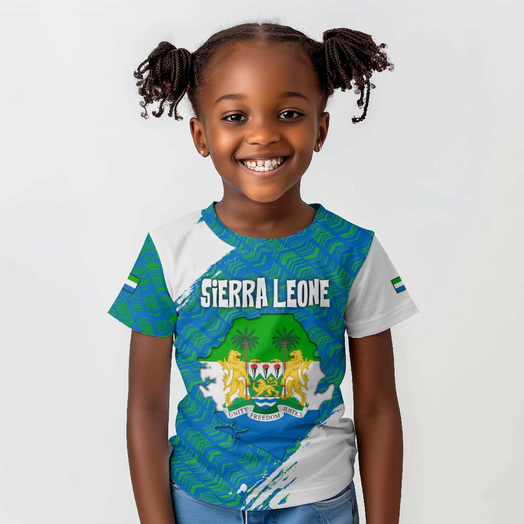 Sierra Leone Crest Kid T shirt with National Coat of Arms and Flag Colors