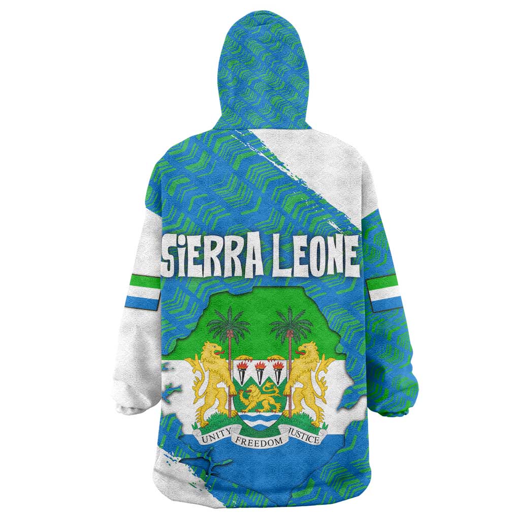 Sierra Leone Crest Kid Wearable Blanket Hoodie with National Coat of Arms and Flag Colors