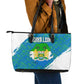 Sierra Leone Crest Leather Tote Bag with National Coat of Arms and Flag Colors