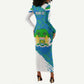 Sierra Leone Crest Long Sleeve Bodycon Dress with National Coat of Arms and Flag Colors