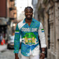 Sierra Leone Crest Long Sleeve Button Shirt with National Coat of Arms and Flag Colors