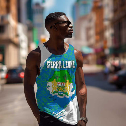 Sierra Leone Crest Men Tank Top with National Coat of Arms and Flag Colors