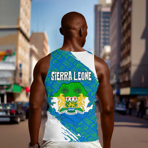 Sierra Leone Crest Men Tank Top with National Coat of Arms and Flag Colors