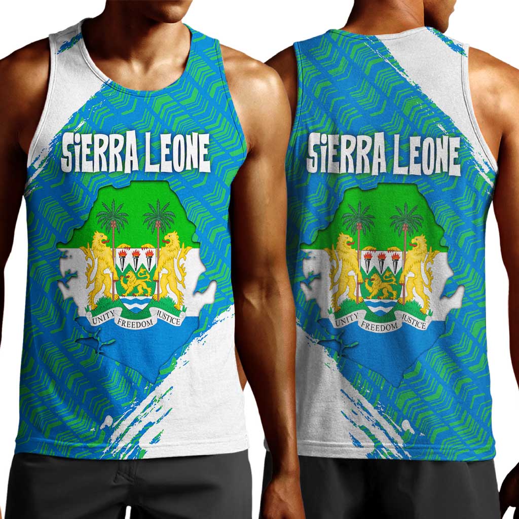 Sierra Leone Crest Men Tank Top with National Coat of Arms and Flag Colors