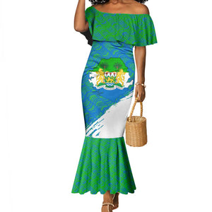 Sierra Leone Crest Mermaid Dress with National Coat of Arms and Flag Colors