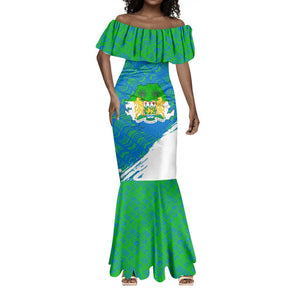 Sierra Leone Crest Mermaid Dress with National Coat of Arms and Flag Colors