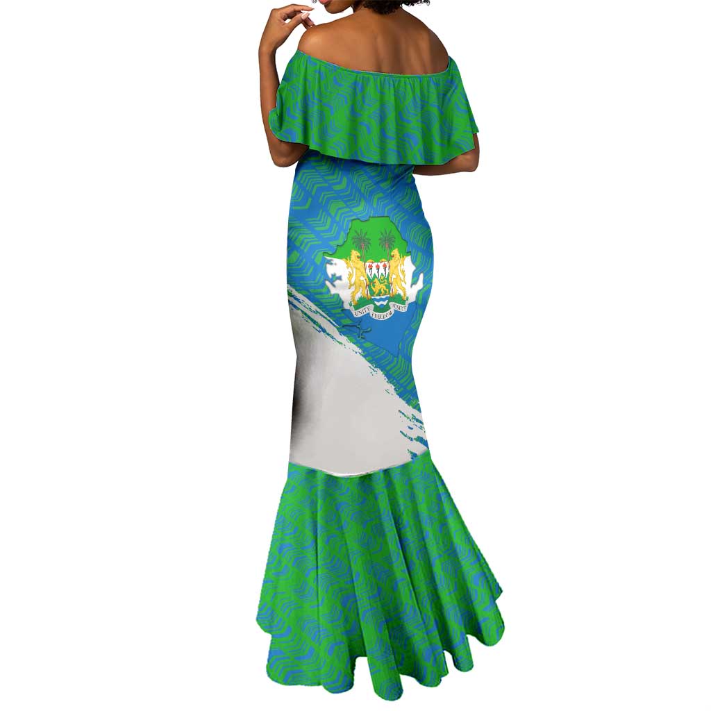 Sierra Leone Crest Mermaid Dress with National Coat of Arms and Flag Colors