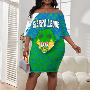Sierra Leone Crest Off Shoulder Short Dress with National Coat of Arms and Flag Colors