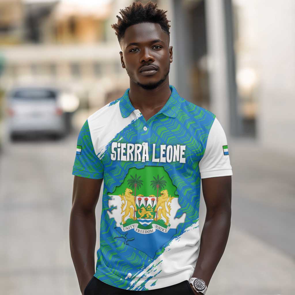 Sierra Leone Crest Polo Shirt with National Coat of Arms and Flag Colors
