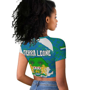 Sierra Leone Crest Raglan Cropped T shirt with National Coat of Arms and Flag Colors