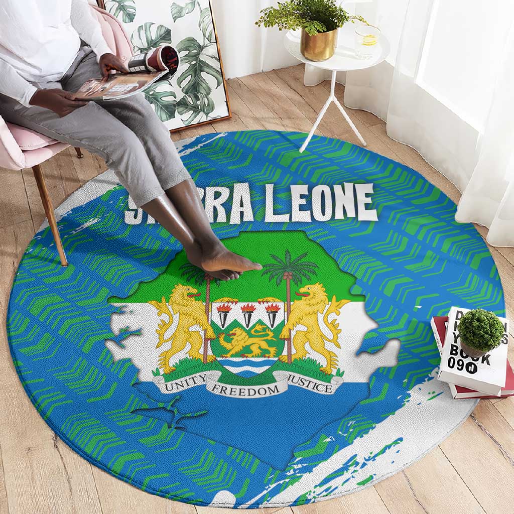 Sierra Leone Crest Round Carpet with National Coat of Arms and Flag Colors