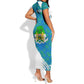 Sierra Leone Crest Short Sleeve Bodycon Dress with National Coat of Arms and Flag Colors