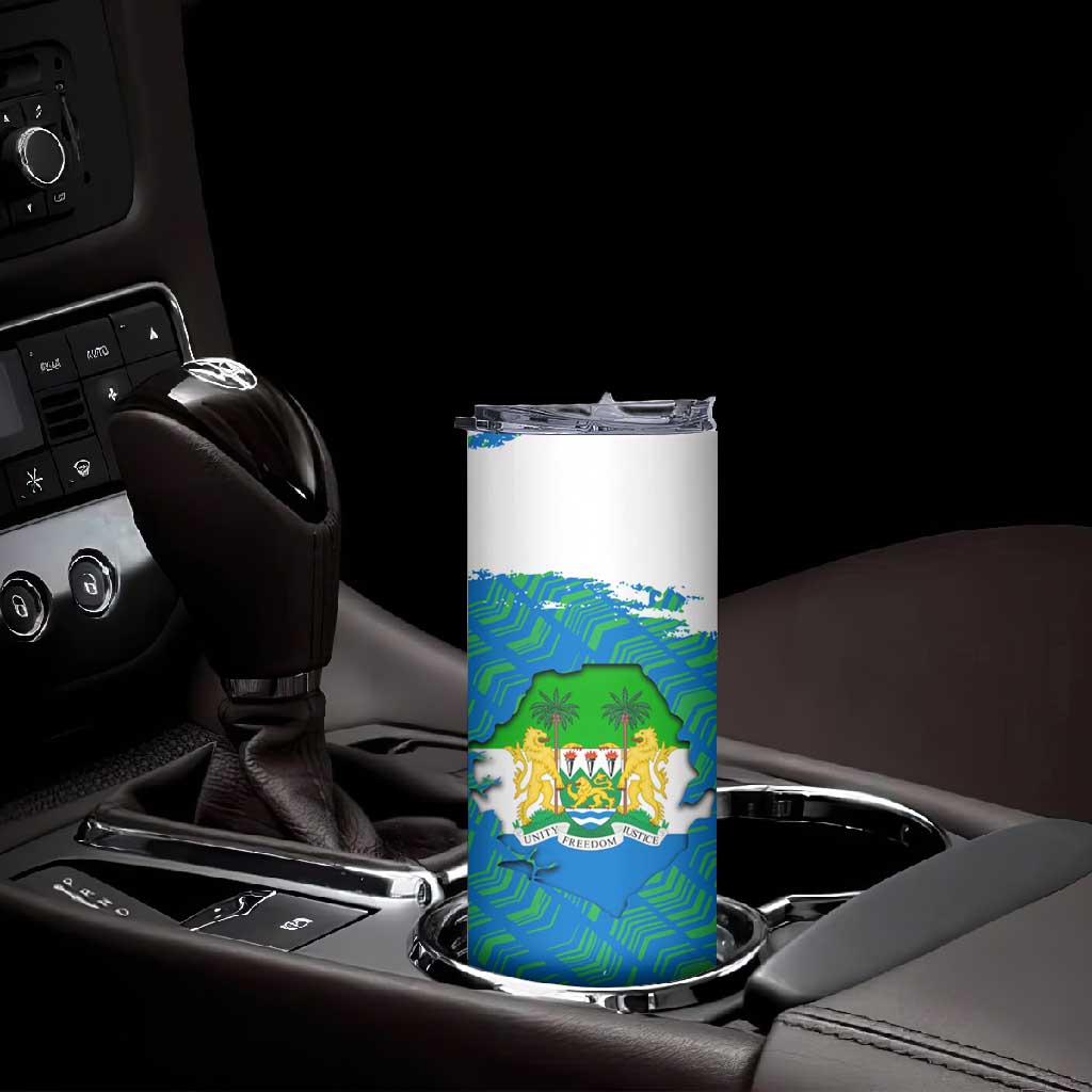 Sierra Leone Crest Skinny Tumbler with National Coat of Arms and Flag Colors