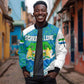 Sierra Leone Crest Sleeve Zip Bomber Jacket with National Coat of Arms and Flag Colors
