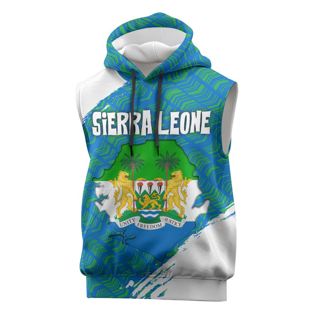 Sierra Leone Crest Sleeveless Hoodie with National Coat of Arms and Flag Colors - African Pride
