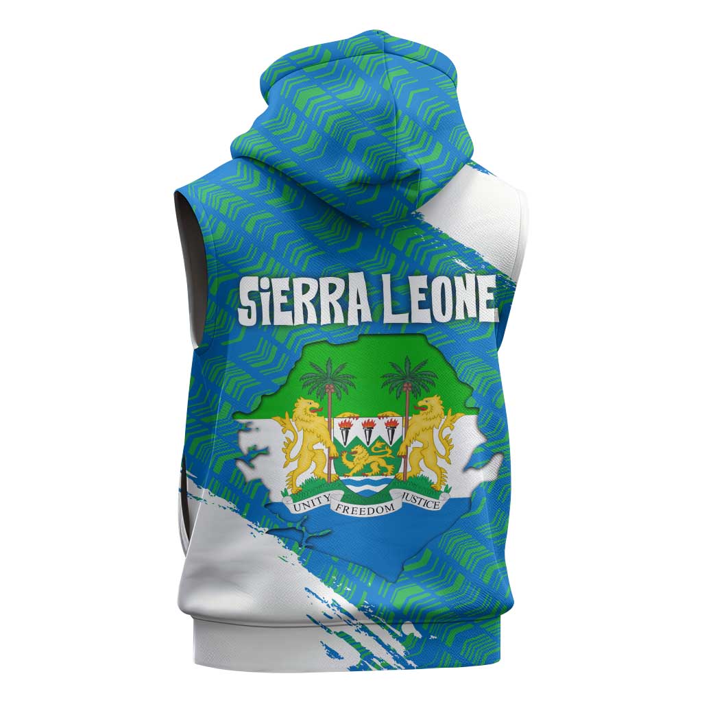 Sierra Leone Crest Sleeveless Hoodie with National Coat of Arms and Flag Colors - African Pride