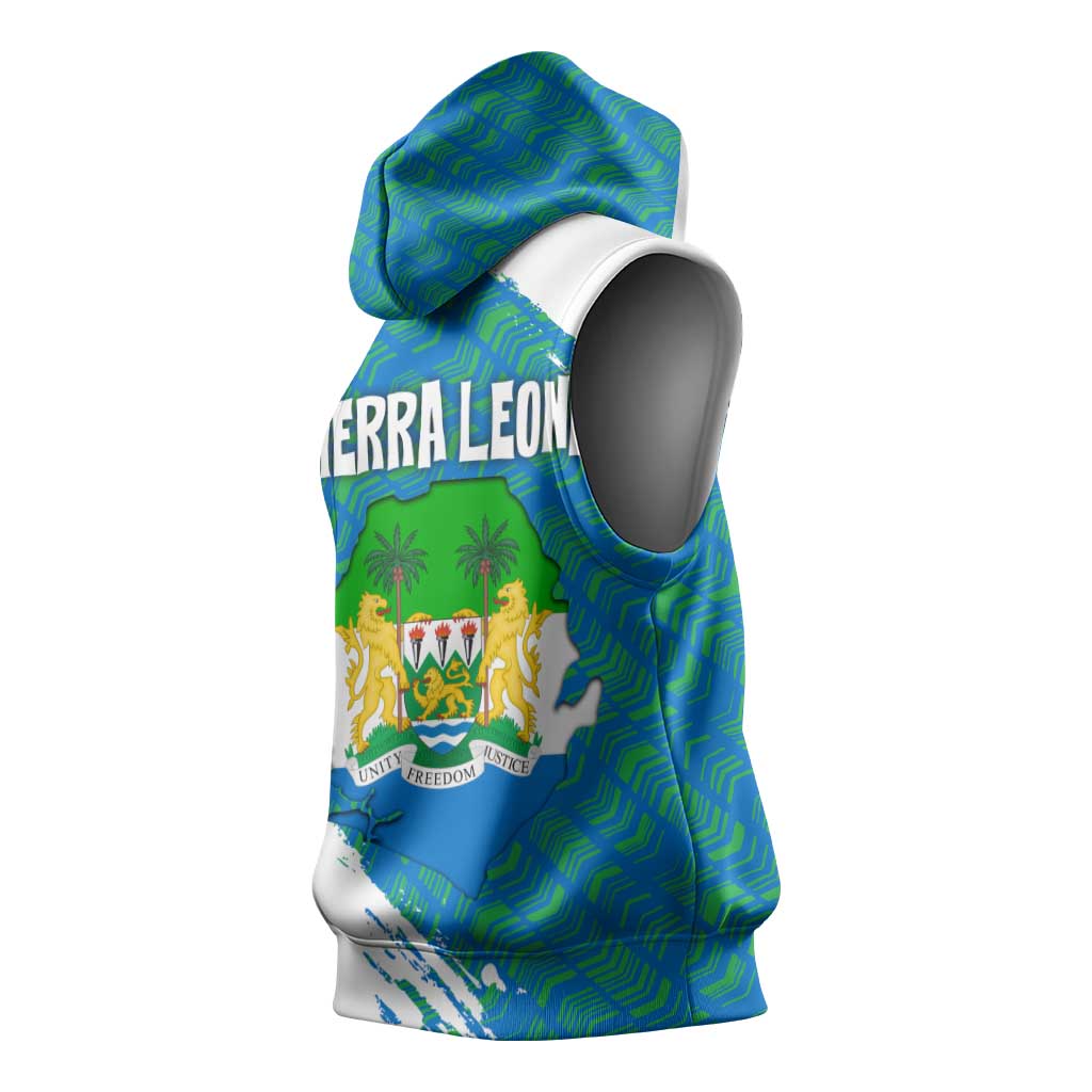 Sierra Leone Crest Sleeveless Hoodie with National Coat of Arms and Flag Colors - African Pride