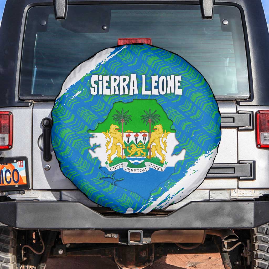 Sierra Leone Crest Spare Tire Cover with National Coat of Arms and Flag Colors