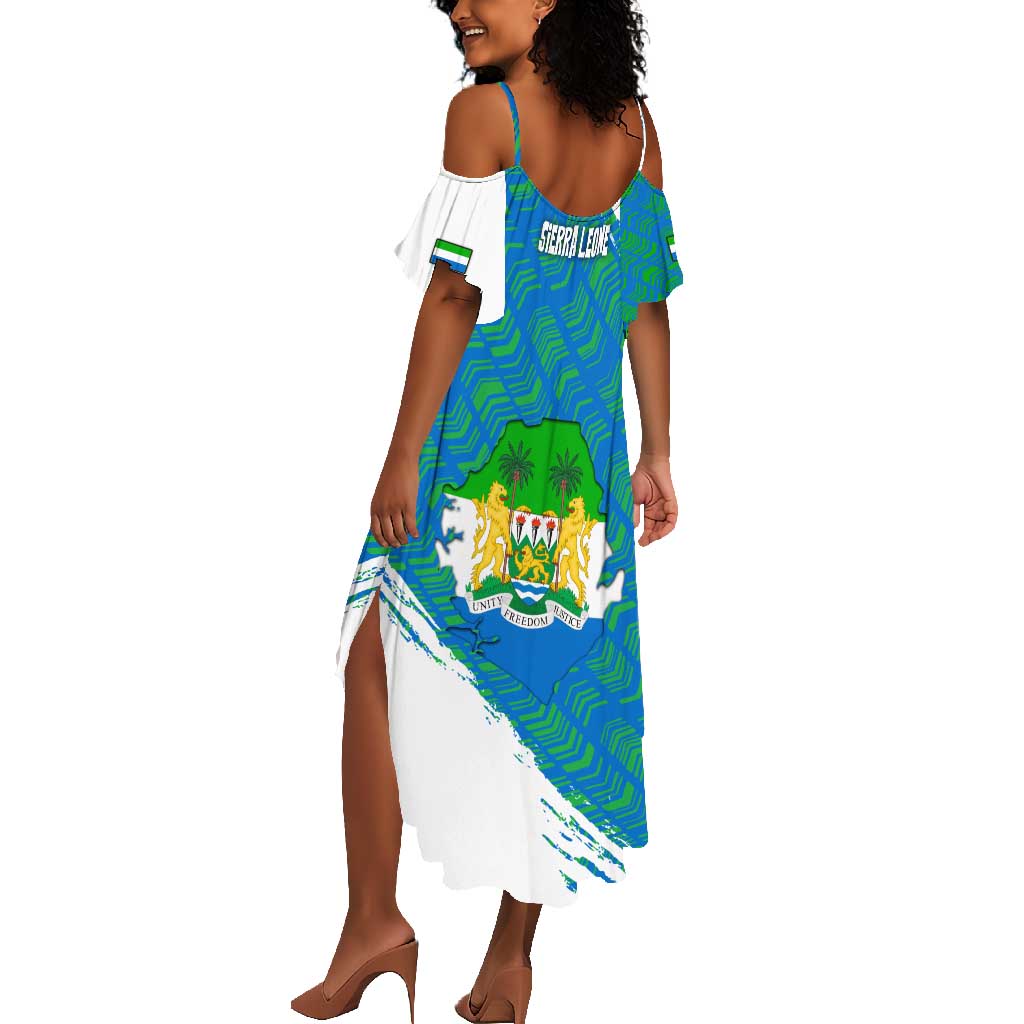 Sierra Leone Crest Summer Maxi Dress with National Coat of Arms and Flag Colors