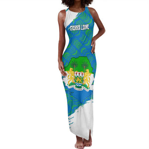 Sierra Leone Crest Tank Maxi Dress with National Coat of Arms and Flag Colors
