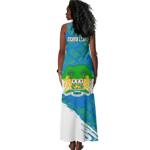 Sierra Leone Crest Tank Maxi Dress with National Coat of Arms and Flag Colors