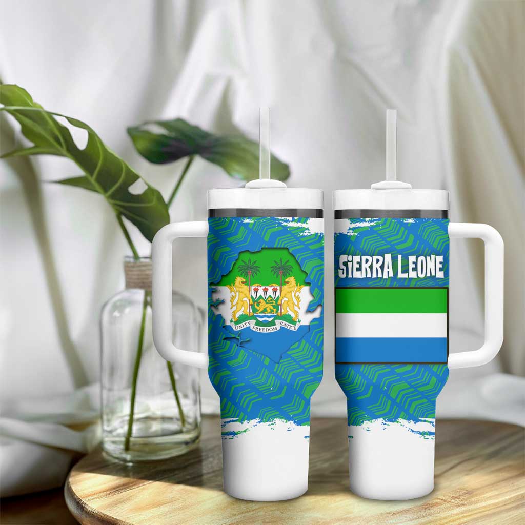 Sierra Leone Crest Tumbler With Handle with National Coat of Arms and Flag Colors