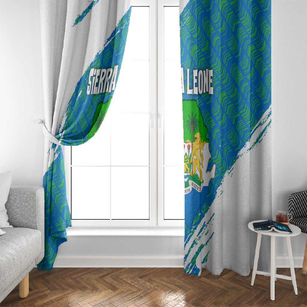 Sierra Leone Crest Window Curtain with National Coat of Arms and Flag Colors