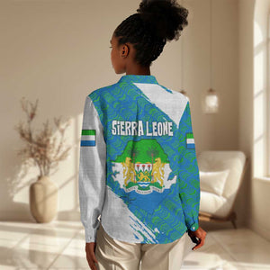 Sierra Leone Crest Women Casual Shirt with National Coat of Arms and Flag Colors