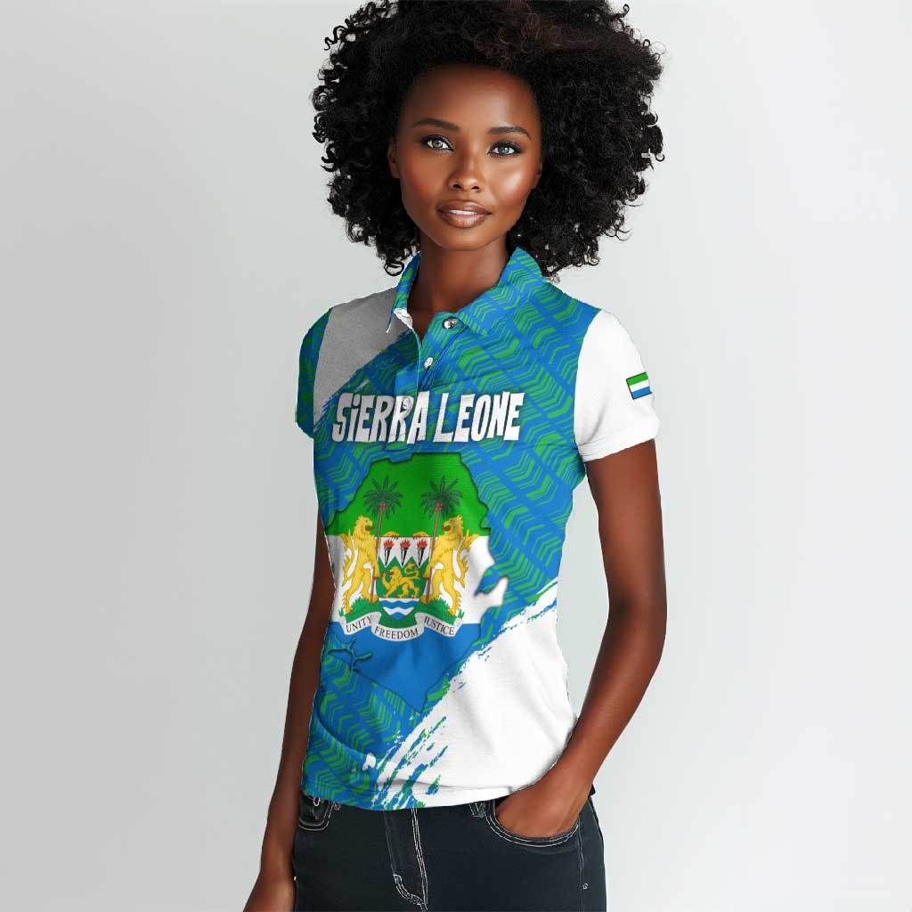 Sierra Leone Crest Women Polo Shirt with National Coat of Arms and Flag Colors